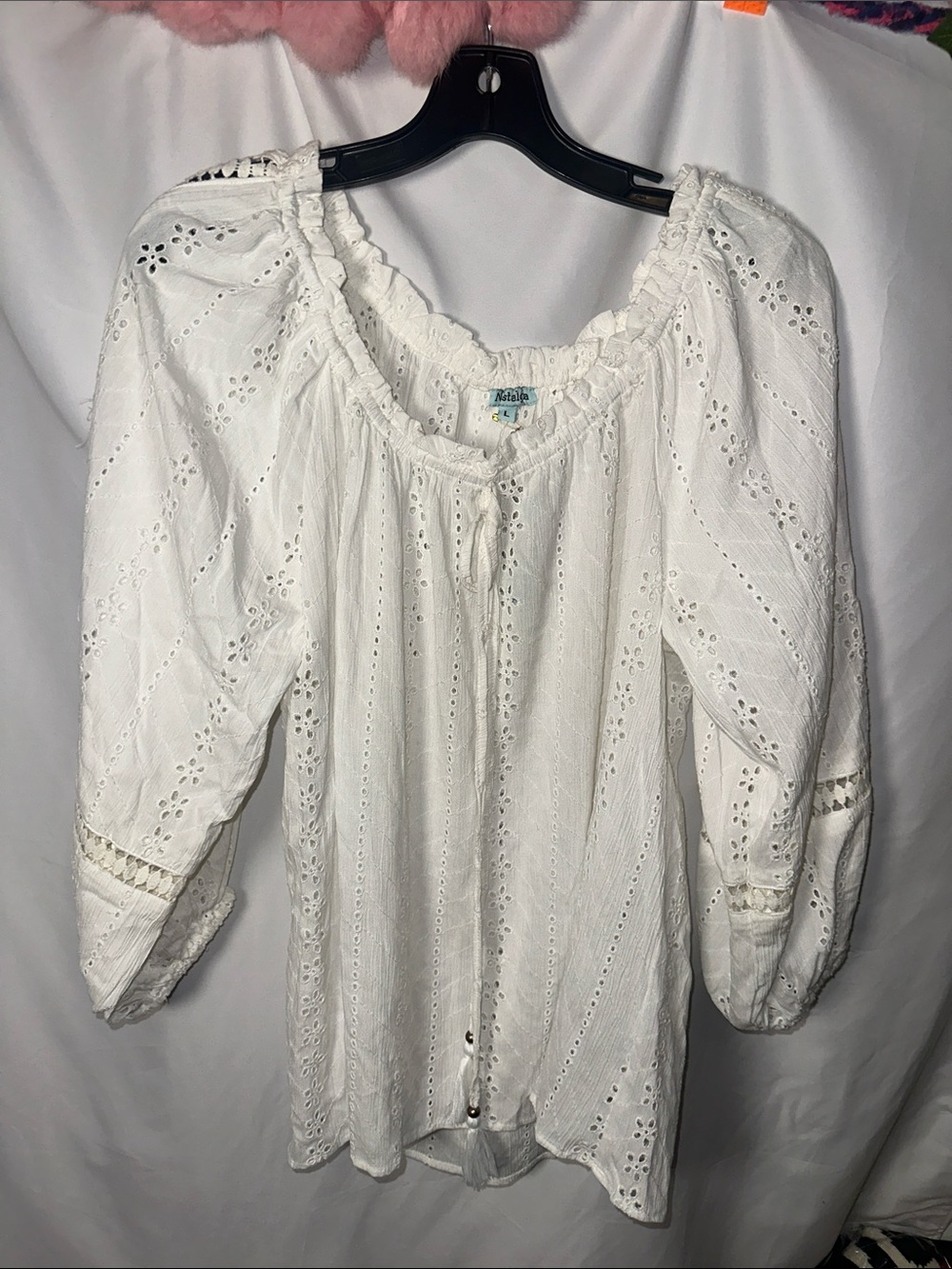 Nostalgia White Eyelet Peasant Blouse